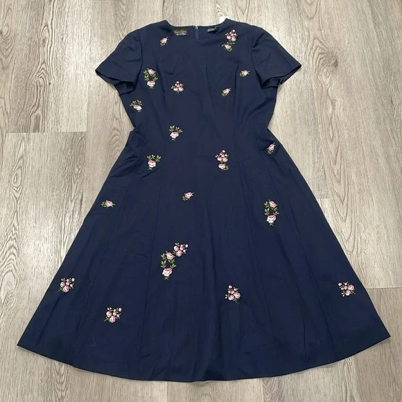 Brooks brothers Floral-Embroidered Stretch Wool Dress - Picture 2 of 6